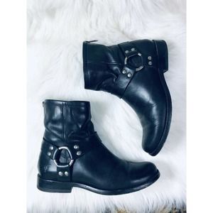 Frye Phillip Harness Boots 5.5 Zip Bootie Black